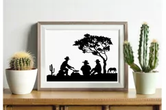 Cowboys campfire svg, png Cowboy camping silhouette cut file Product Image 5