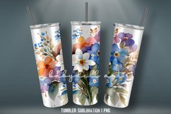 Watercolor Flowers Tumbler Wrap Sublimation Designs |PNG Product Image 4