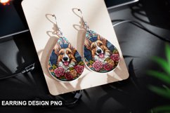Stained Glass Dog flowers Earring Design Product Image 1