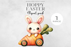 Hoppy Easter, Bunny and Chick Clipart PNG. Product Image 1