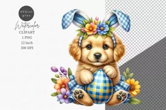Easter clipart, Puppy clipart, Watercolor clipart Product Image 1
