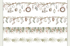 Boho &amp; Scandinavian Christmas Watercolor Seamless Border Set Product Image 2