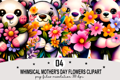 Whimsical Mother's Day Flowers Clipart Watercolor PNG Product Image 1
