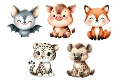 Cute Woodland Animals Watercolor Clipart Product Image 12