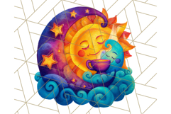 Whimsical Celestial Moon and Stars Clipart Constellation Png Product Image 4