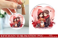 Dog Valentine&#039;s Day Keychain Sublimation PNG Design Product Image 1