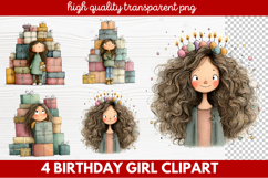 Birthday Girl Clipart | Cute Celebration PNG Illustration Se Product Image 1