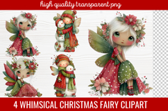 4 Whimsical Christmas Fairy Clipart | Cute Holiday Fairy PNG Product Image 1