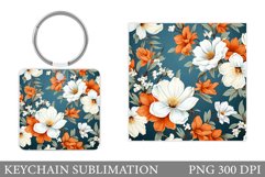 Flowers Keychain Sublimation. Flowers Keychain Design Product Image 1