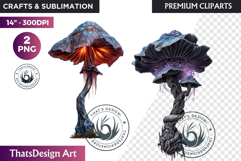 Glowing Fantasy Mushrooms PNG, Magic Mushroom Clipart Product Image 1