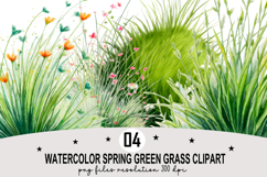 Watercolor Spring Green Grass Clipart Watercolor PNG Product Image 1