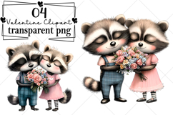 Whimsical Forest Valentine Animals Clipart Watercolor PNG Product Image 1