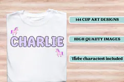 Unicorn Alphabet png clipart, unicorn letters doodle Product Image 6