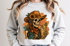 Colorful Skeleton Cocktail and Floral Crown Illustration Product Image 1