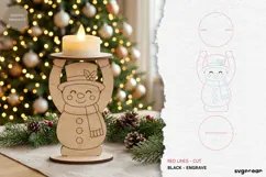 Snowman Candle Holder Laser Cut | Glowforge | SVG Product Image 2