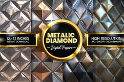 Metalic Diamond Digital Papers - 04 variations Product Image 1