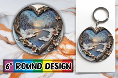 Holiday 3D Heart Frame Round Design Sublimation PNG Product Image 1