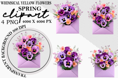 Whimsical Yellow Flowers Spring Clipart PNG Product Image 3