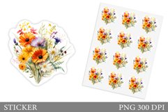 Wildflowers Sticker Design. Floral Sticker Printable Product Image 1