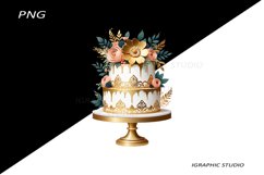 Wedding Cake Clipart, Boho Wedding Cake Clipart Product Image 1