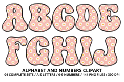 Retro Groovy Alphabert PNG 70s Numbers &amp; Letters 300 DPI Product Image 2