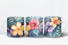 Colorful Watercolor Flowers Tropical Coffee Mug Design Product Image 3