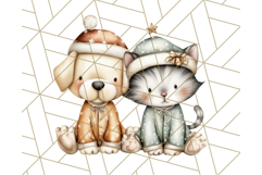 Christmas Pets in Pajamas Clipart PNG, Christmas Png Clipart Product Image 4