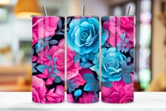 Turquoise Floral Mirage Tumbler Wrap | Sublimation PNG Product Image 3