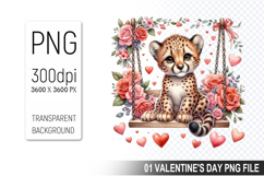 Valentine&#039;s Tiger Cub Clipart PNG, Digital Download File Product Image 1