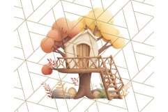 Autumn Treehouse &amp; Woodland Cabin PNG Clipart Product Image 4
