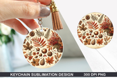 Flower Keychain Sublimation - Autumn Keychain PNG Design Product Image 1