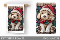 3D Dog Kitchen Towel. Christmas Dog Kitchen Towel Design Product Image 1