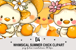 Whimsical Summer Chick Clipart Watercolor PNG Product Image 1