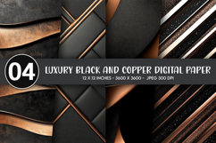 Luxury Black and Copper Digital Paper Product Image 1