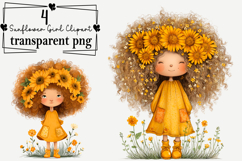 Whimsical Sunflower Girl Clipart Watercolor PNG Product Image 1