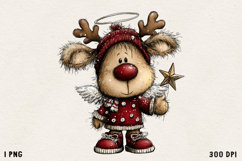Cute Whimsical Christmas Reindeer Clipart Holiday PNG Product Image 1