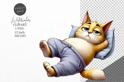 Funny cat clipart, Cat clipart, Lazy cat clipart Product Image 1