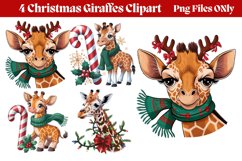 Christmas Giraffes Clipart PNG Product Image 1