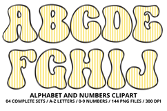 Stripes Alphabet Letters &amp; Numbers Clipart PNG 300DI Product Image 2