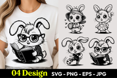 Nerd Bunny Cartoon SVG PNG Product Image 1