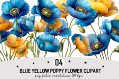 Blue Poppy Flower Clipart Watercolor PNG Product Image 1