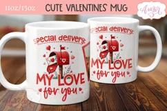 Cute Valentines Mug Wrap PNG, Valentines love letter mug png Product Image 3