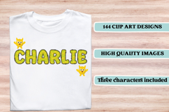 Cute Kids Monster Alphabet &amp; Numbers doodle PNG Clipart Product Image 6