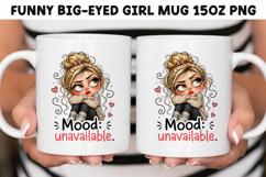 Funny Big-Eyed Girl 15oz Mug Wrap Sublimation PNG. Product Image 1