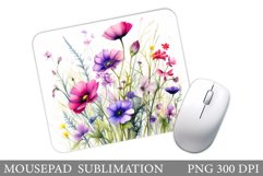 Flowers Mouse Pad Sublimation. Wildflowers Mouse Pad Design Product Image 1