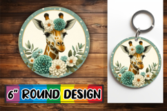 Sweet Circle Keychain Design PNG, Giraffe Product Image 1