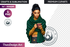 Modern Winter Girl Fashion Illustrations PNG Graphics Product Image 1