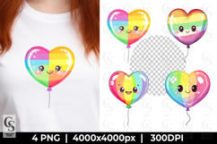 Rainbow Heart Balloon PNG Clipart Product Image 1