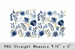 Blue Flower glass can wrap, Watercolor flowers sublimation Product Image 2