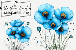 Whimsical Blue flower clipart Watercolor PNG Product Image 1